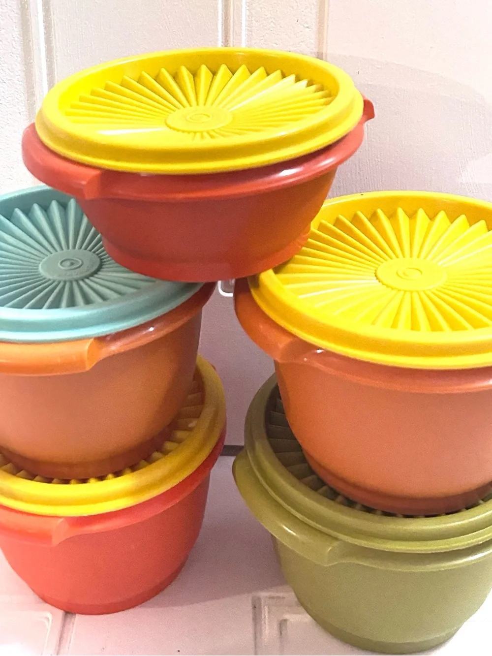 10 pieces Vintage 1970 Tupperware food Storage Bowl Set- Multi-Color